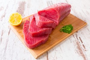 fresh salmon slices